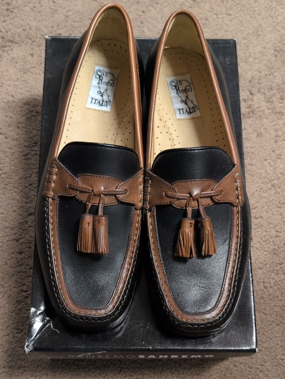 Men's Black and Brown Tassel Loafers